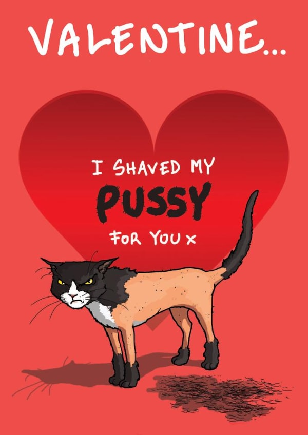 Funny Valentine's Day Card - Shaved Pussy created by Bryony Jackson Walters