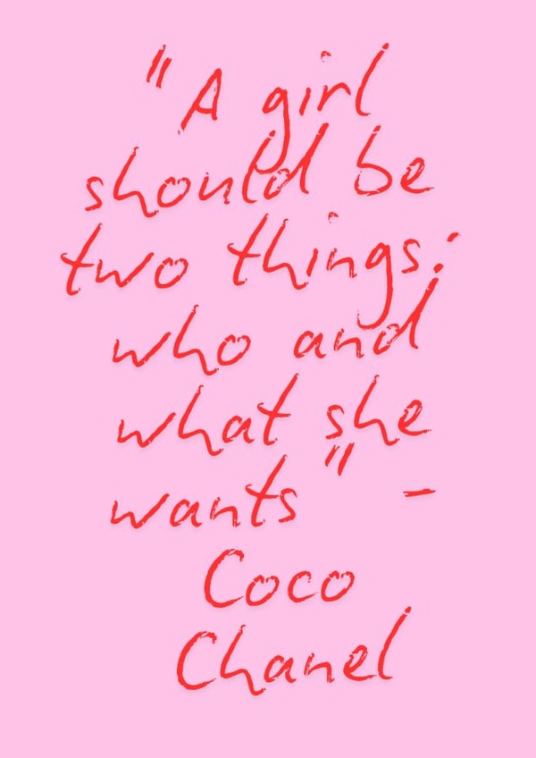 Fun Love & Friendship/Just Because Card - For Her - Coco Chanel Quote created by Dotted Pink Designs