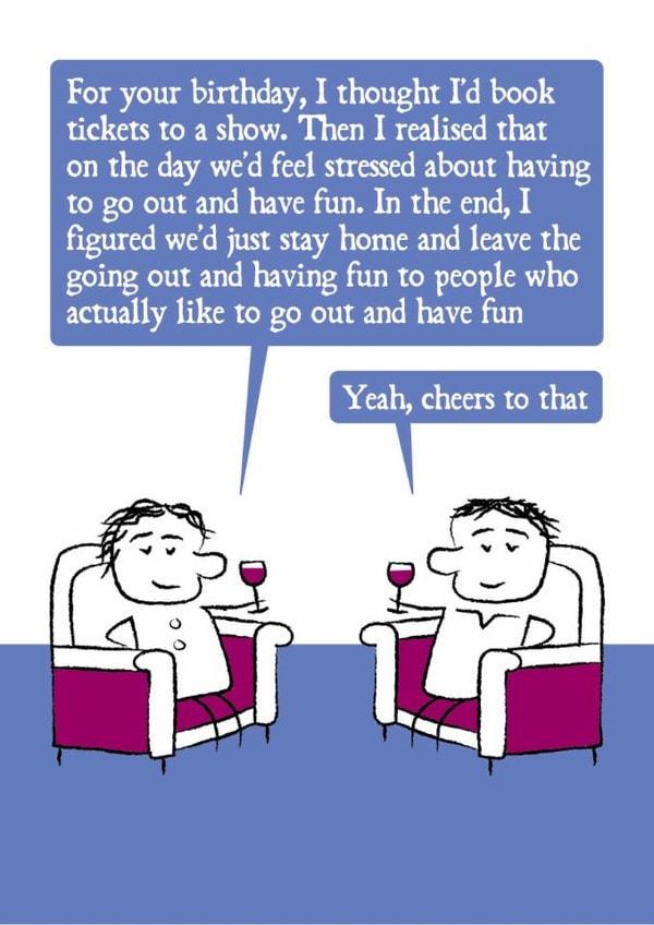 Funny Birthday Card - Stay Home - Introvert - Red wine created by Versed Aid