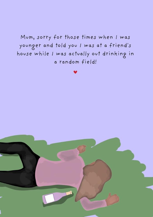 Funny Mother's Day Card - Drinking In A Random Field created by original fox designs