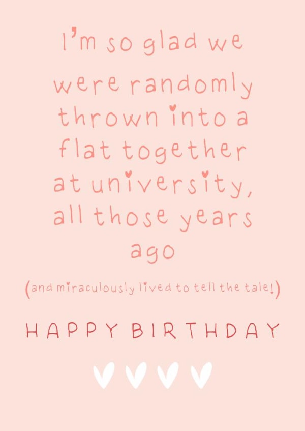 Cute Birthday Card - For University Friend - Hearts created by Little Prints Fred Designs