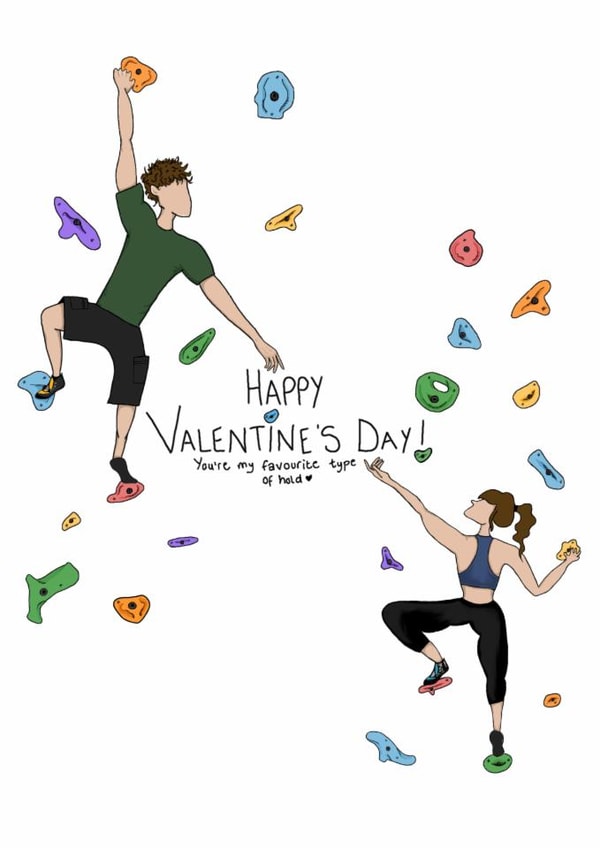 Sporty Valentine's Day Card - For Climbing Couples - Bouldering created by Aweirdandwonderful🍄