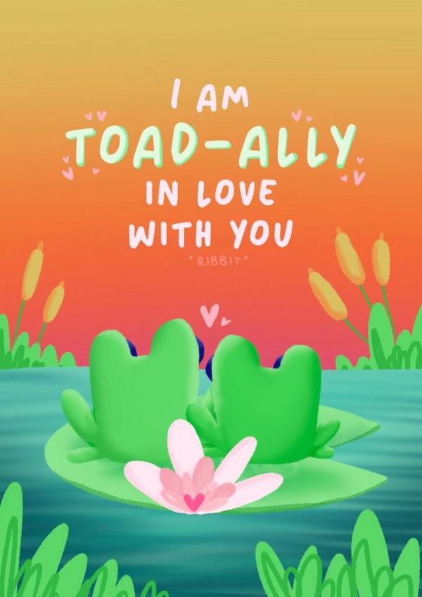 Cute Valentine's Day Card - Toads - Pun created by Ellie MH Designs
