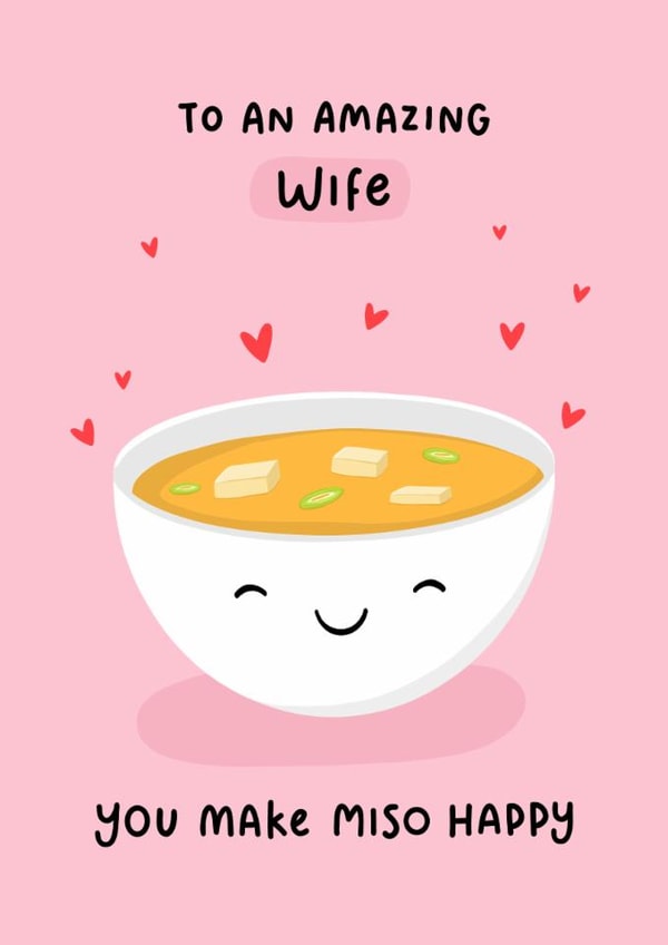 Cute Valentine's Day Card - Miso Soup - For Wife created by Fliss Muir