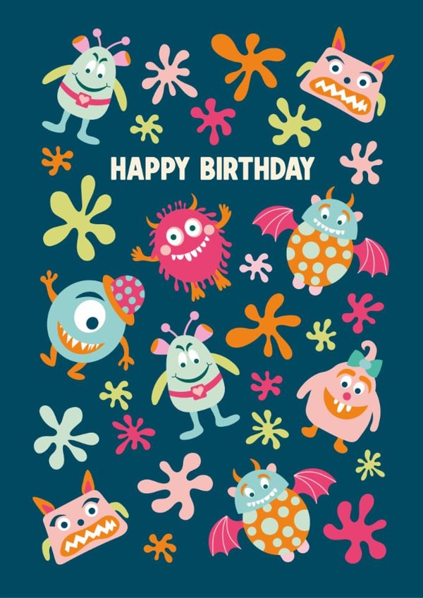 Cute Birthday Card - Monsters created by Elisabeth Cölfen
