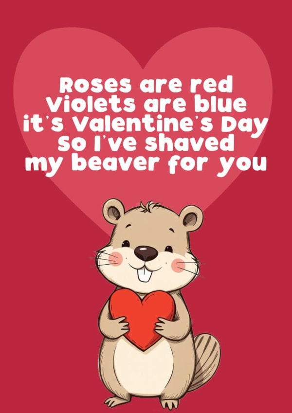 Rude Valentines Day Card - For Him - Shaved My Beaver created by Filthy Sentiments