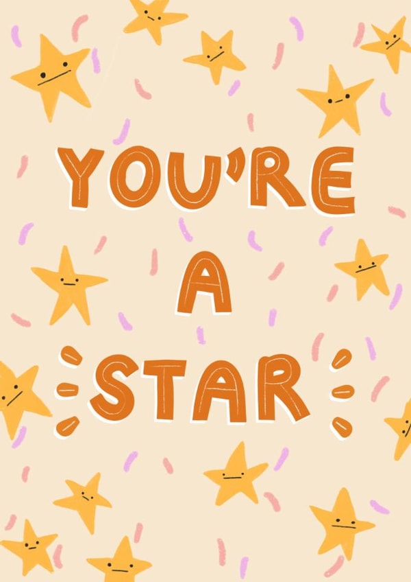 Cute Thank You/Congratulations Card - You're A Star - Stars created by Megan-Ceri Dabbs