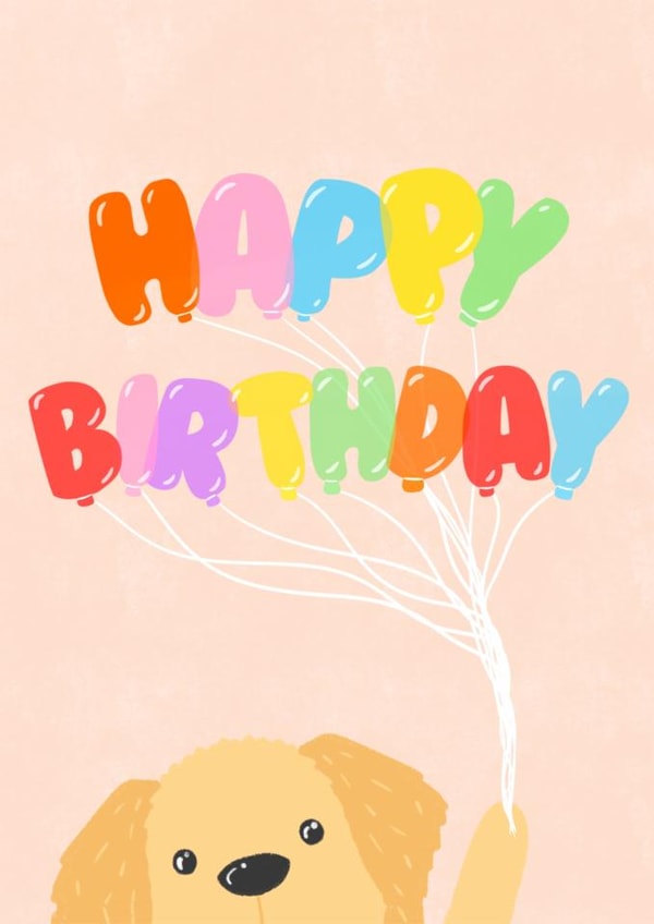Cute Birthday Card - Balloons - Dog created by Megan-Ceri Dabbs