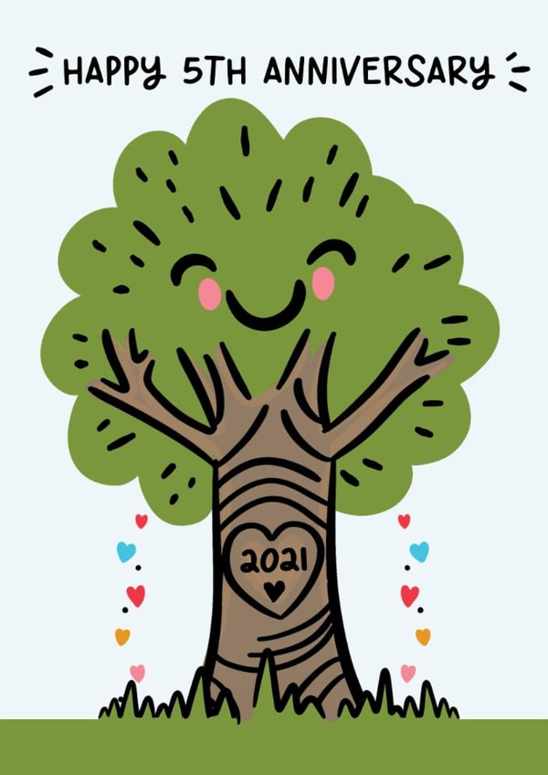 Cute Anniversary Card - 5th - Wood Anniversary created by Lyndsay Moon