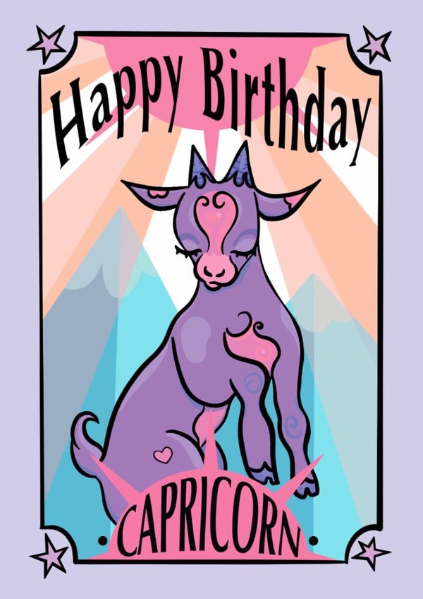 Cute Birthday Card - Capricorn - Horoscope - Zodiac - Astrology created by Scruffysprite
