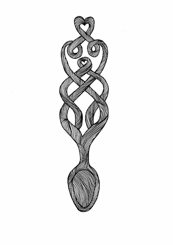 Welsh Love Spoon Card - Wedding Gift - Dydd Santes Dwynwen created by Carissa Tanton