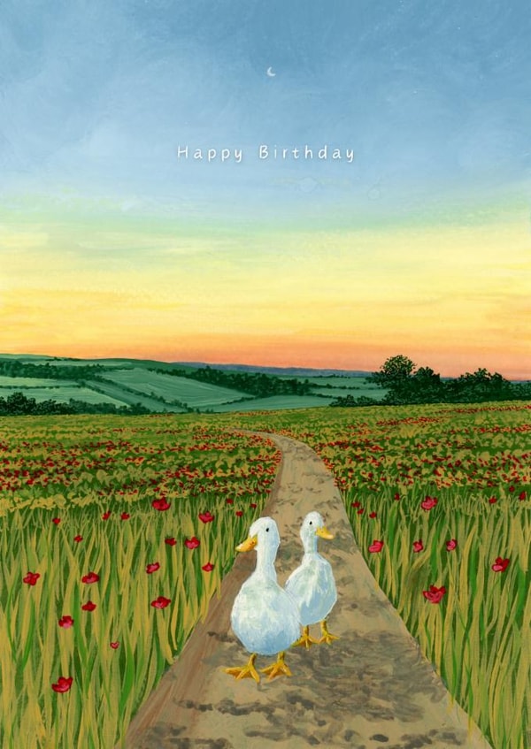 Cute Birthday Card - Evening Ducks - Happy Birthday created by Imogen Hunt