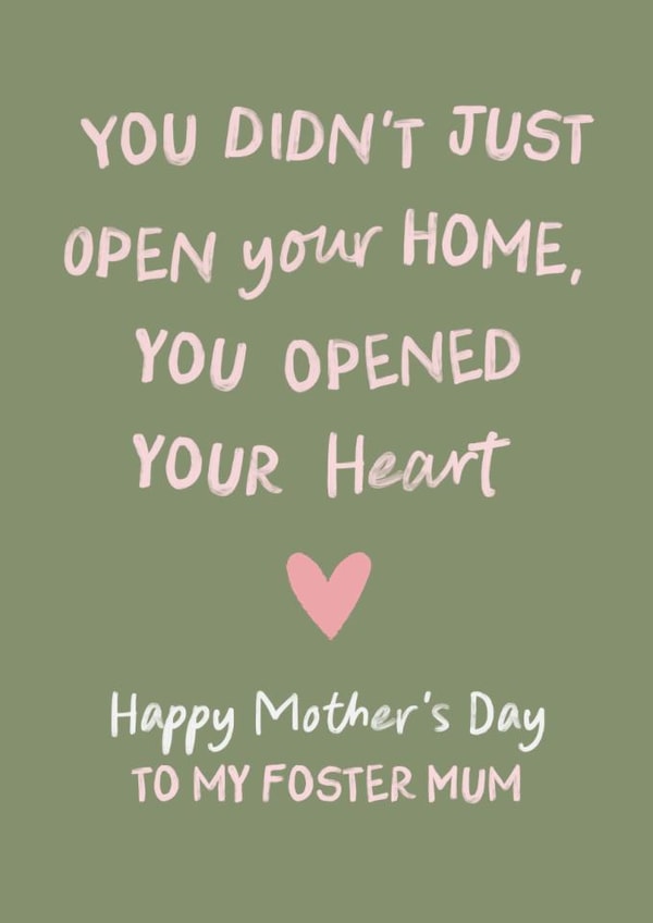 Heartfelt Mother's Day Card - Foster Mum - Heart created by Sweetlove Press