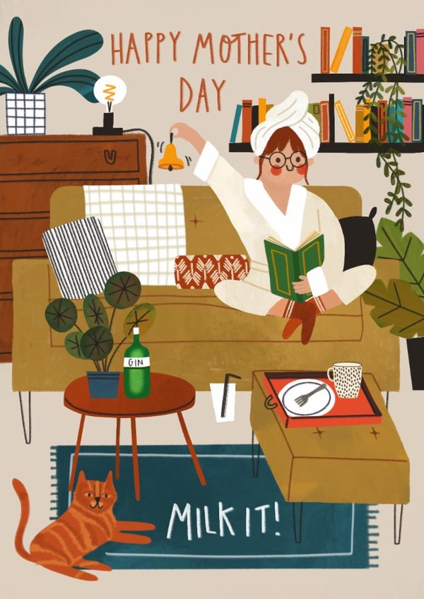 Cute Mother's Day Card - Milk It! - Cat created by AbiGoLucky