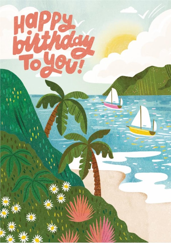 Classic Birthday Card - Tropical Beach created by Ricicle Cards