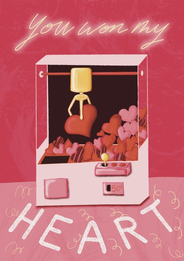 Cute Valentine's Day Card - Arcade Game - You Won My Heart created by Odyssey of the Line Calligraphy