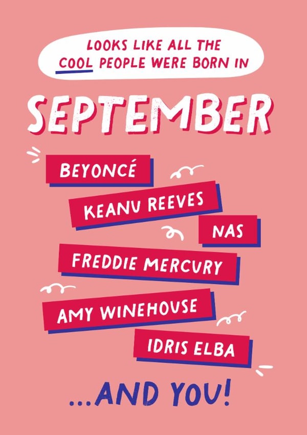 Fun Birthday Card - September Birthday - Cool People created by PaperPaper