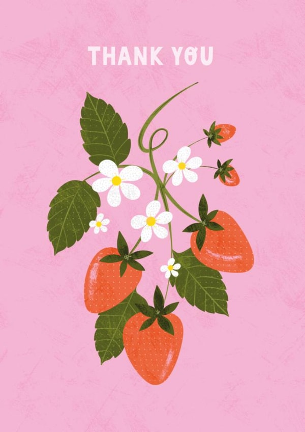 Cute Thank You Card - Strawberries - Flowers created by Melissa Donne