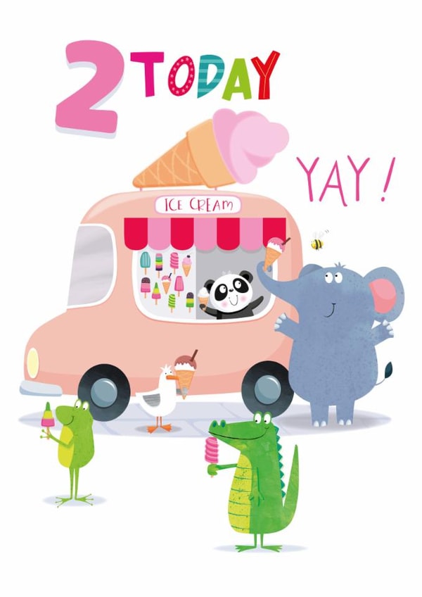 Cute Birthday Card - 2nd - Animals Ice Cream Van created by Sarah Pitt