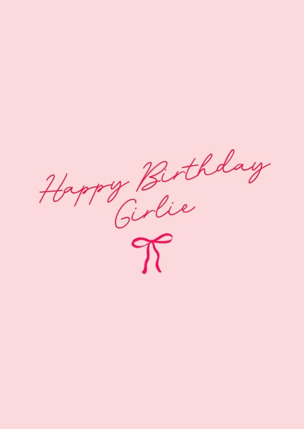 Happy Birthday Girlie Pink Bow Card for Birthdays created by Illustratoni