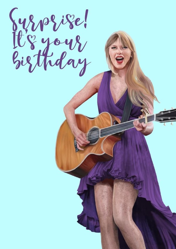 Surprise It's your birthday! Taylor Swift inspired birthday card created by Illustratoni