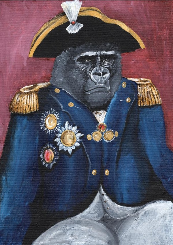 Funny Birthday Card for Friends and Family - Gorilla Admiral created by Beth K Crane