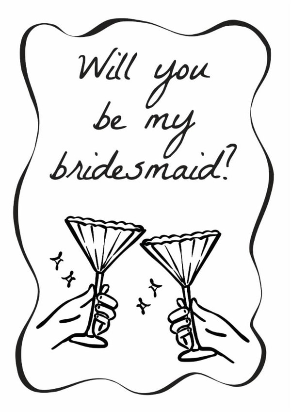 Modern Wedding Card - Will You Be My Bridesmaid? - Glasses created by Blush & Blossom 