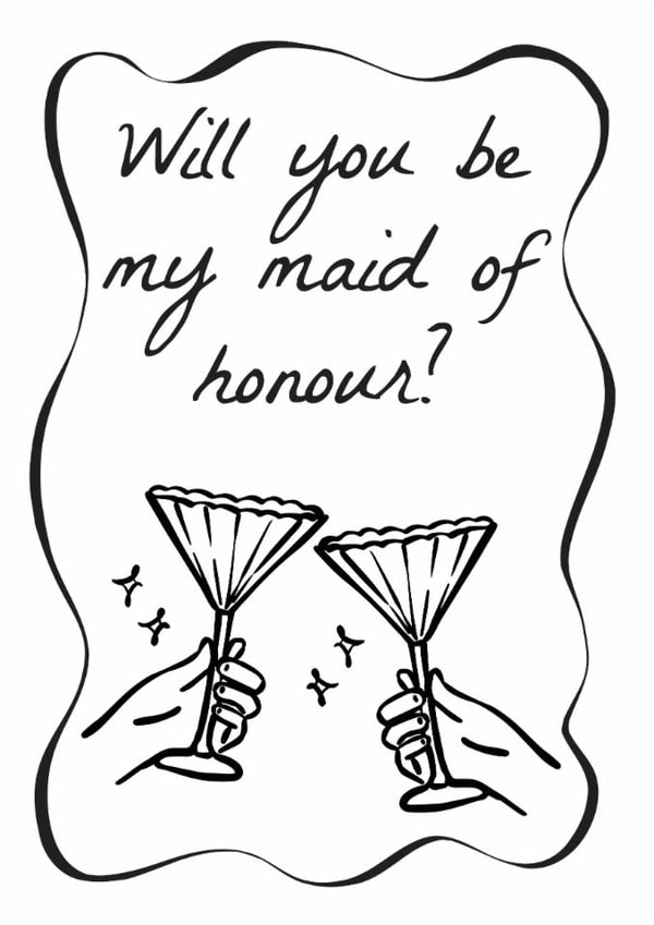 Modern Wedding Card - Will You Be My Maid Of Honour? - Glasses created by Blush & Blossom