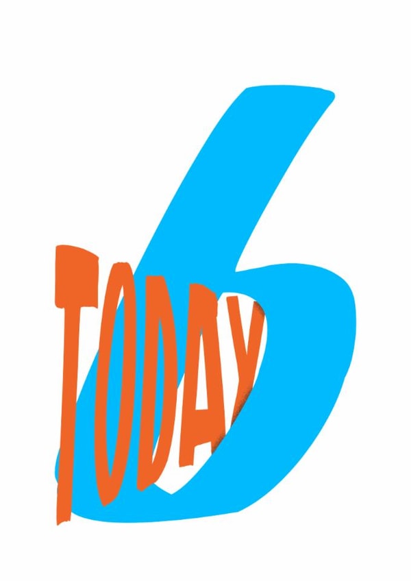 Bold birthday card - 6 years old - 6 today created by London Road Designs