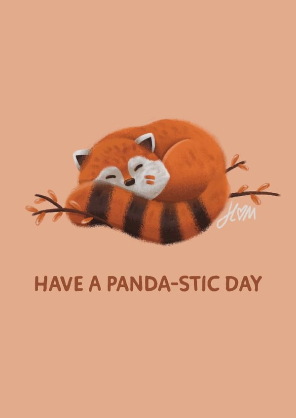 Cute Birthday Card • Have A Panda-Stic Day • Red Panda • For a Good Friend created by Woof by Hollie