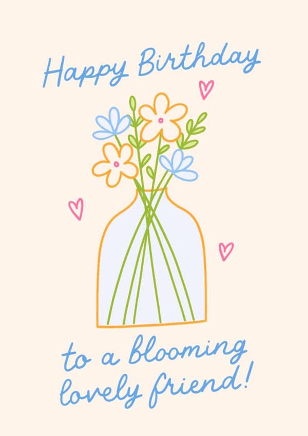 Pretty Birthday Card - Blooming Lovely Friend created by BW Illustrations