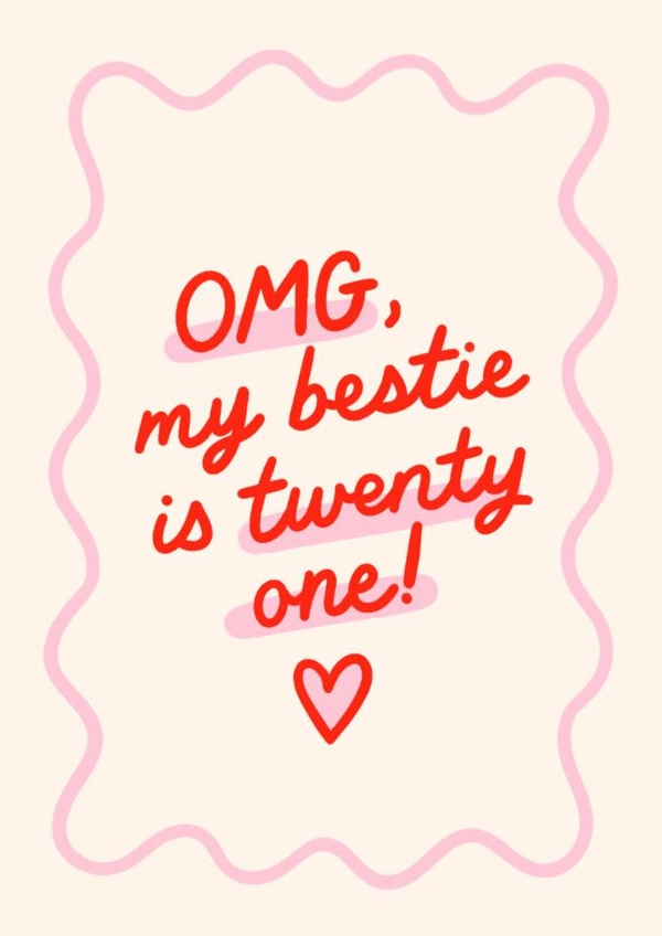 Classic Birthday Card - 21st - Bestie created by BW Illustrations