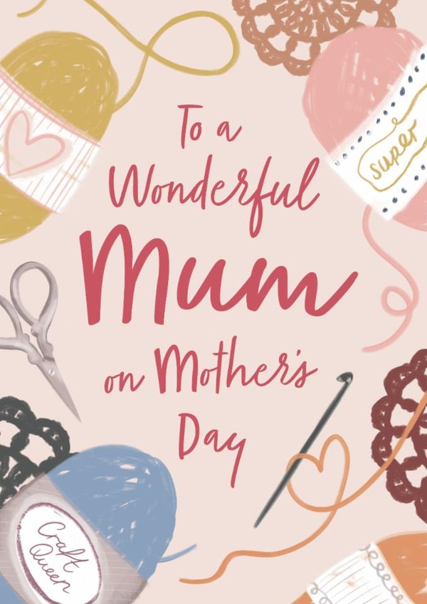 Classic Mother's Day Card - Crochet - Wonderful Mum created by Debbie Daley Illustrations