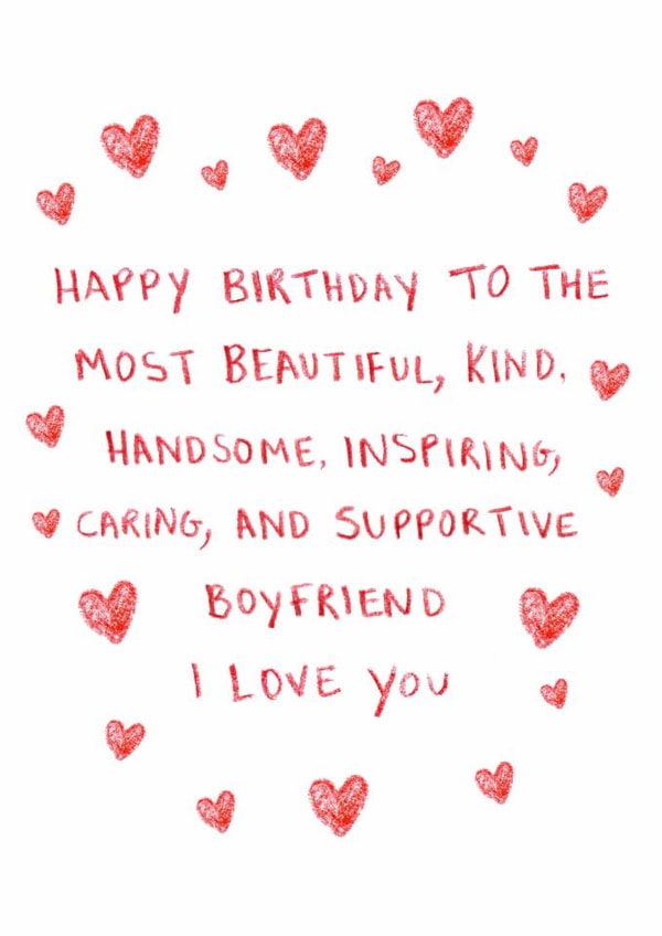 Heartfelt Birthday Card - For Boyfriend - Hearts created by HCD Illustration