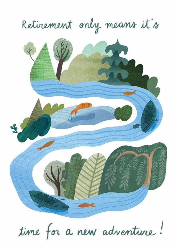 Classic Retirement Card - New Adventure created by Forget Me Not Illustration