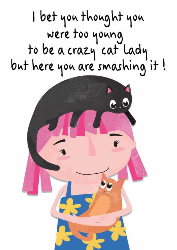 Cute Birthday Card - For Her - Crazy Cat Lady created by Lindsay Roberts Design