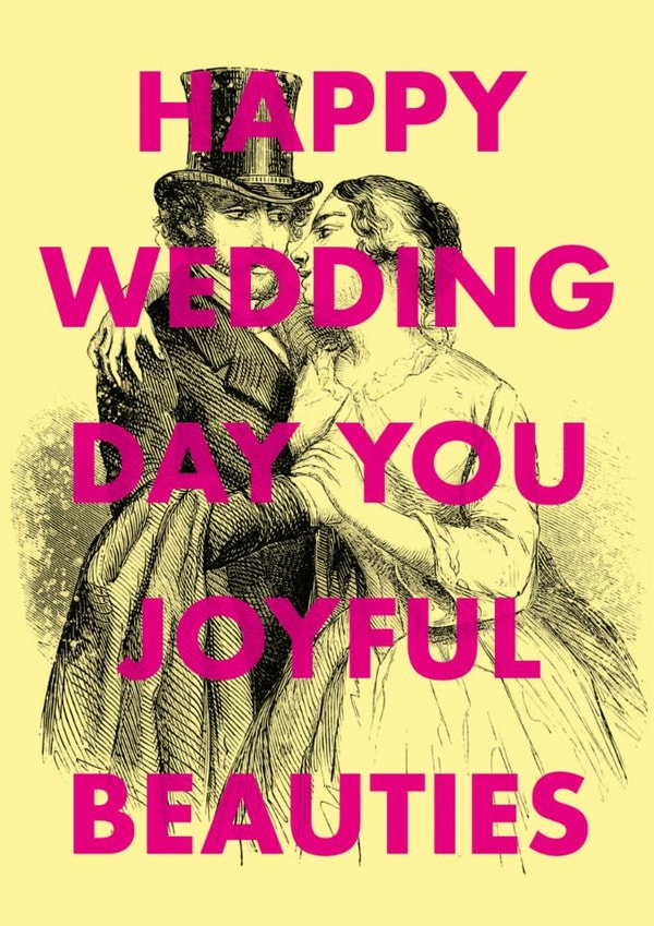 Modern Wedding Card - Joyful Beauties - Vintage Image created by OBJECTABLES