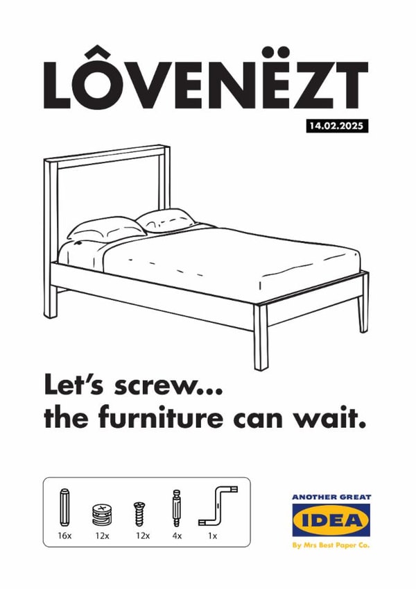 Cheeky Valentine's Day Card - Let's Screw - Ikea created by Mrs Best Paper Co.