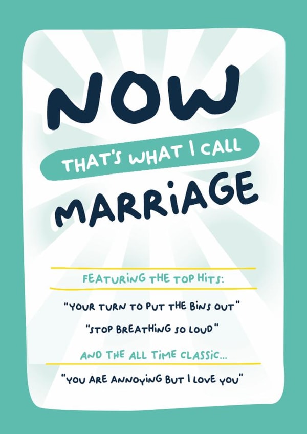 Funny Anniversary/Wedding Card - Now That's What I Call Marriage - List created by PaperJam Print Co.