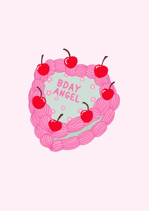 Cute Cake Card For Girls - Vintage Heart Cake With Frosting - Perfect For Teens created by Studio GRL UK