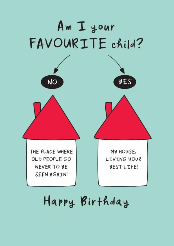 Funny Birthday Card - Parent - Favourite Child created by The Boy and the Bear