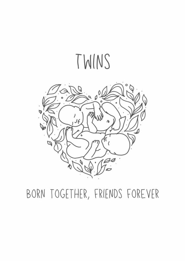 Cute Pregnancy Card - Twins - Friends Forever created by Nikki Hawkins