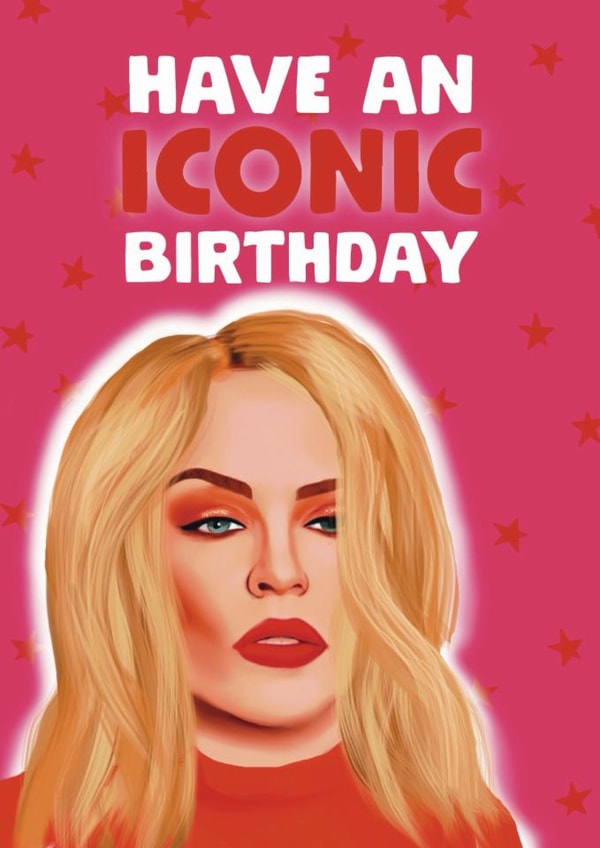 Fun Birthday Card - Kylie Minogue - Iconic Kylie created by Giddy Kipper