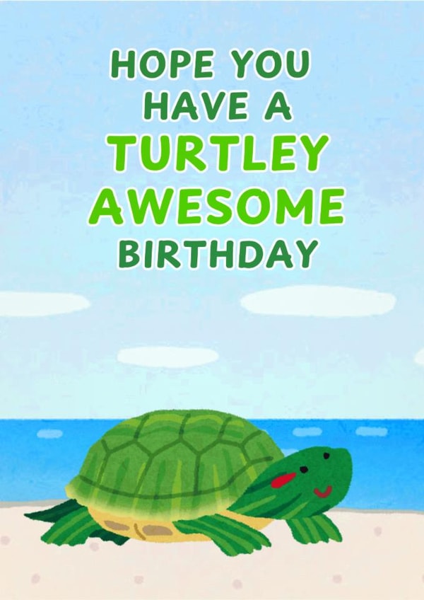 Cute Turtle Pun Kids Birthday Card created by DigitalBunny