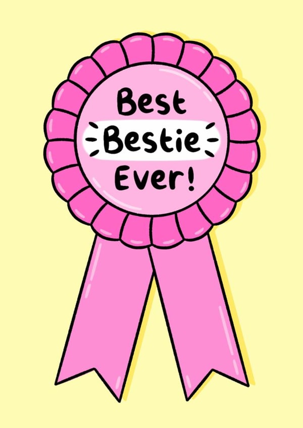 Cute Love & Friendship Card - Best Bestie Ever! - Badge created by Holly Murray Doodles