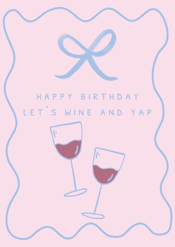 Modern Birthday Card - Bow - Let's Wine And Yap created by Sassy Publishing