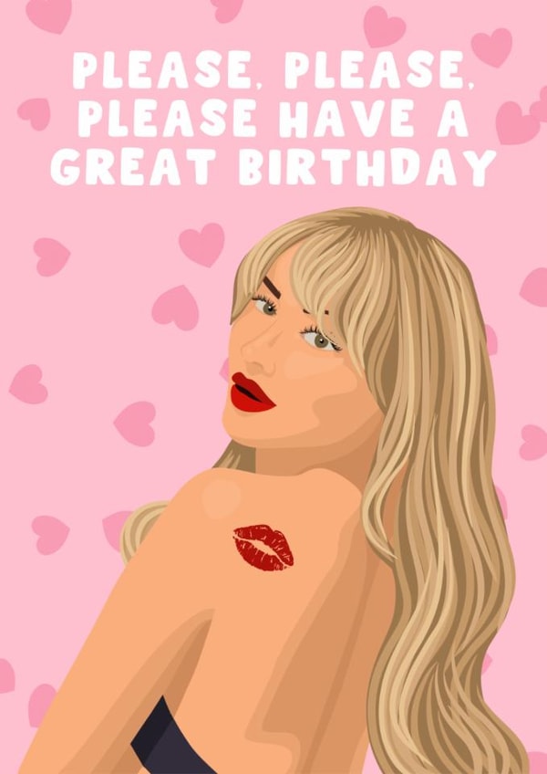 Cute Birthday Card - Please Have A Great Birthday - Sabrina Carpenter created by Pink Peach Cards