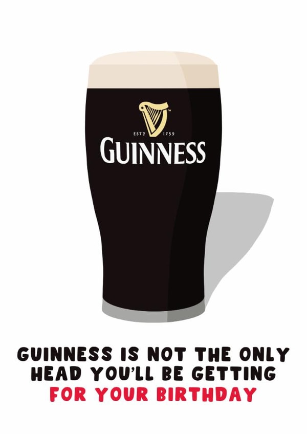 Cheeky Birthday Card - Guinness - Head created by Pink Peach Cards