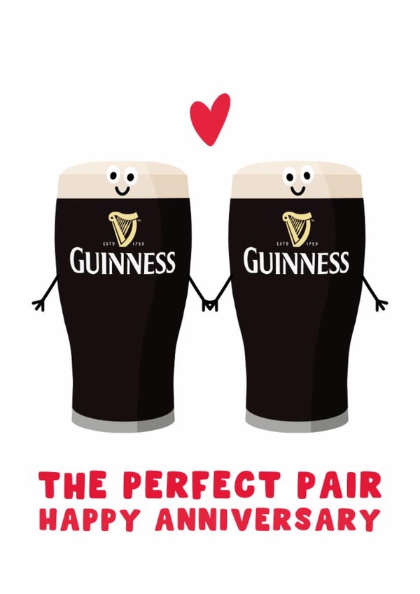 Cute Anniversary Card - Guinness - The Perfect Pair created by Pink Peach Cards