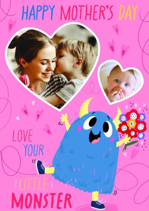 Cute Mother's Day Card - Little Monster - Flowers created by Jennibdraws